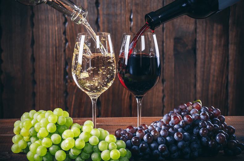 Weisswein und Rotwein